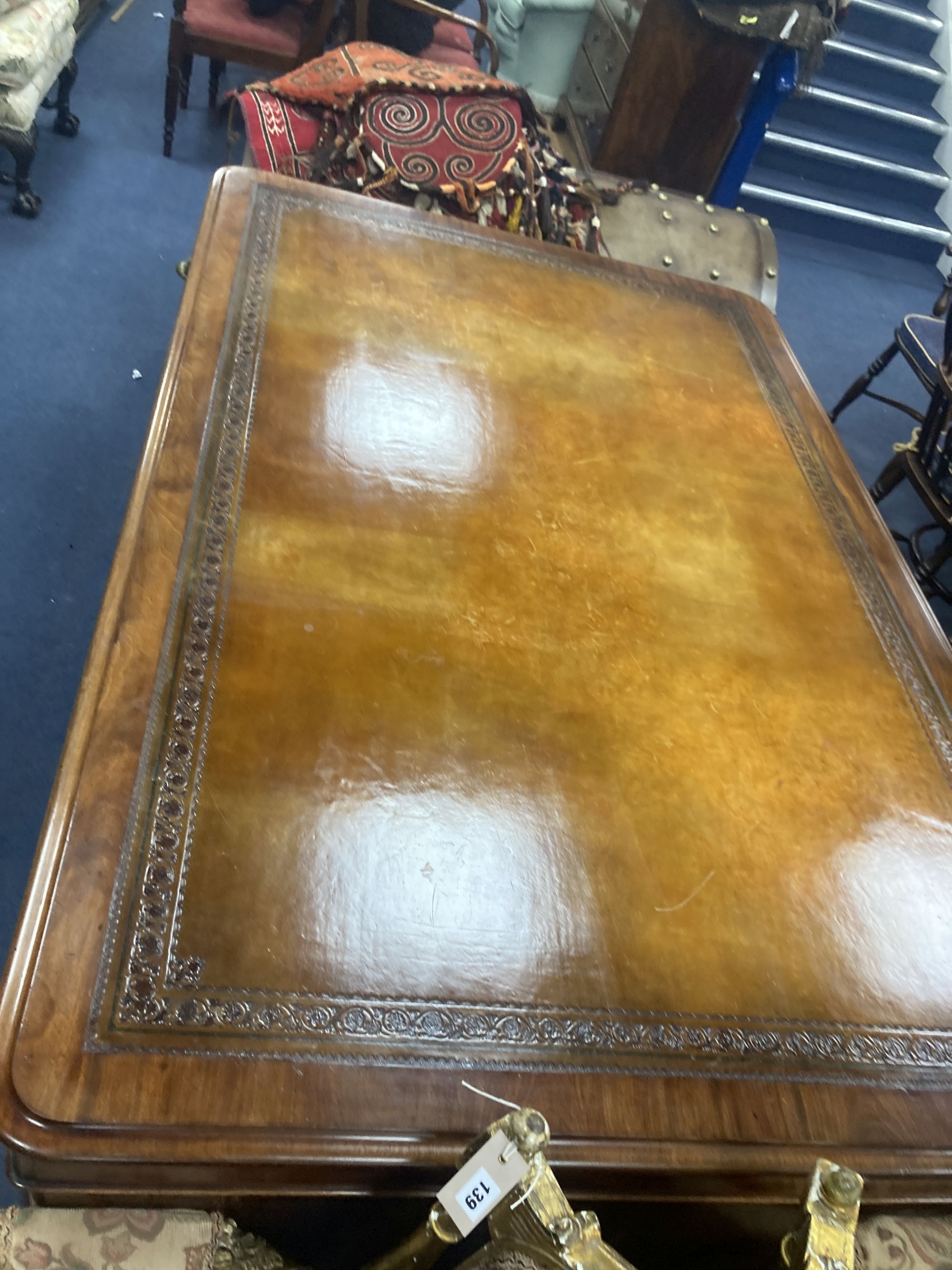 A Victorian mahogany pedestal partners desk, length 182cm, depth 120cm, height 78cm